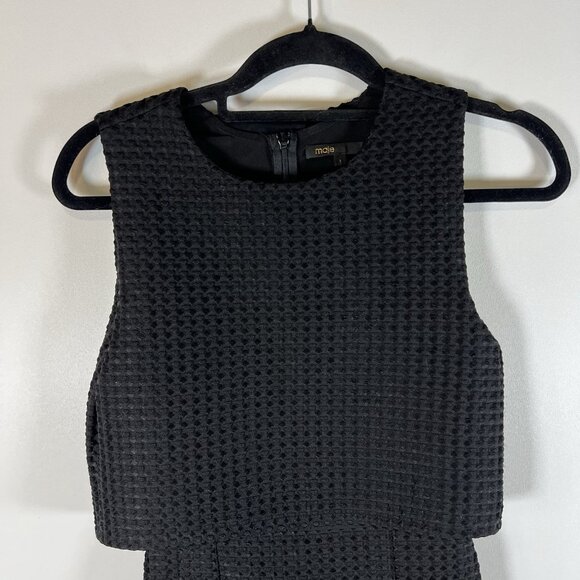 Maje‎ Womens Back Zip Sleeveless Crew Neck Layered Swing Dress Black Sz 1/Small - Picture 2 of 12